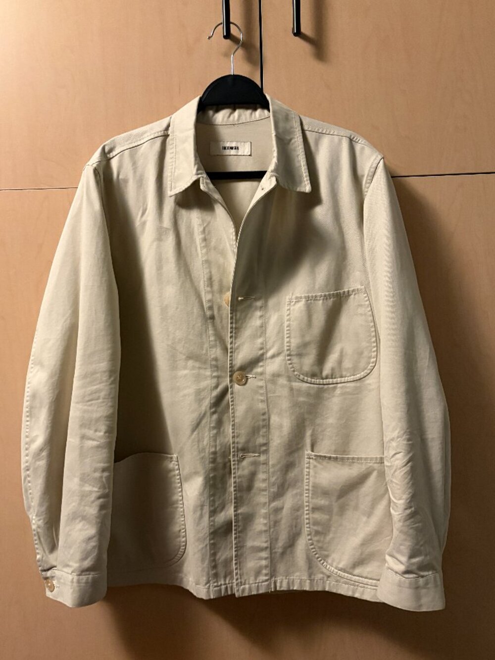 Men's Buck Mason Twill Belted-Back Chore Jacket in Natural - Size Medium